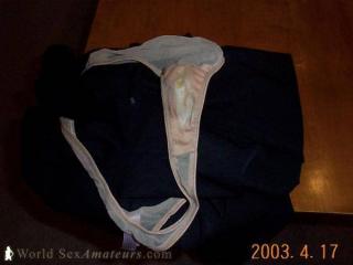 Wifes Pussy Cream Stained Thong Panties 5 of 6