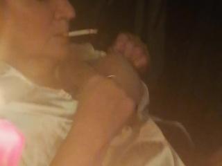 Smoking Whore fat tits rubbing