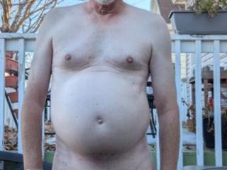 Nude in the backyard