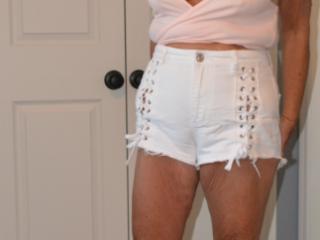 White Shorty Shorts with Laces Up the Sides 7 of 16